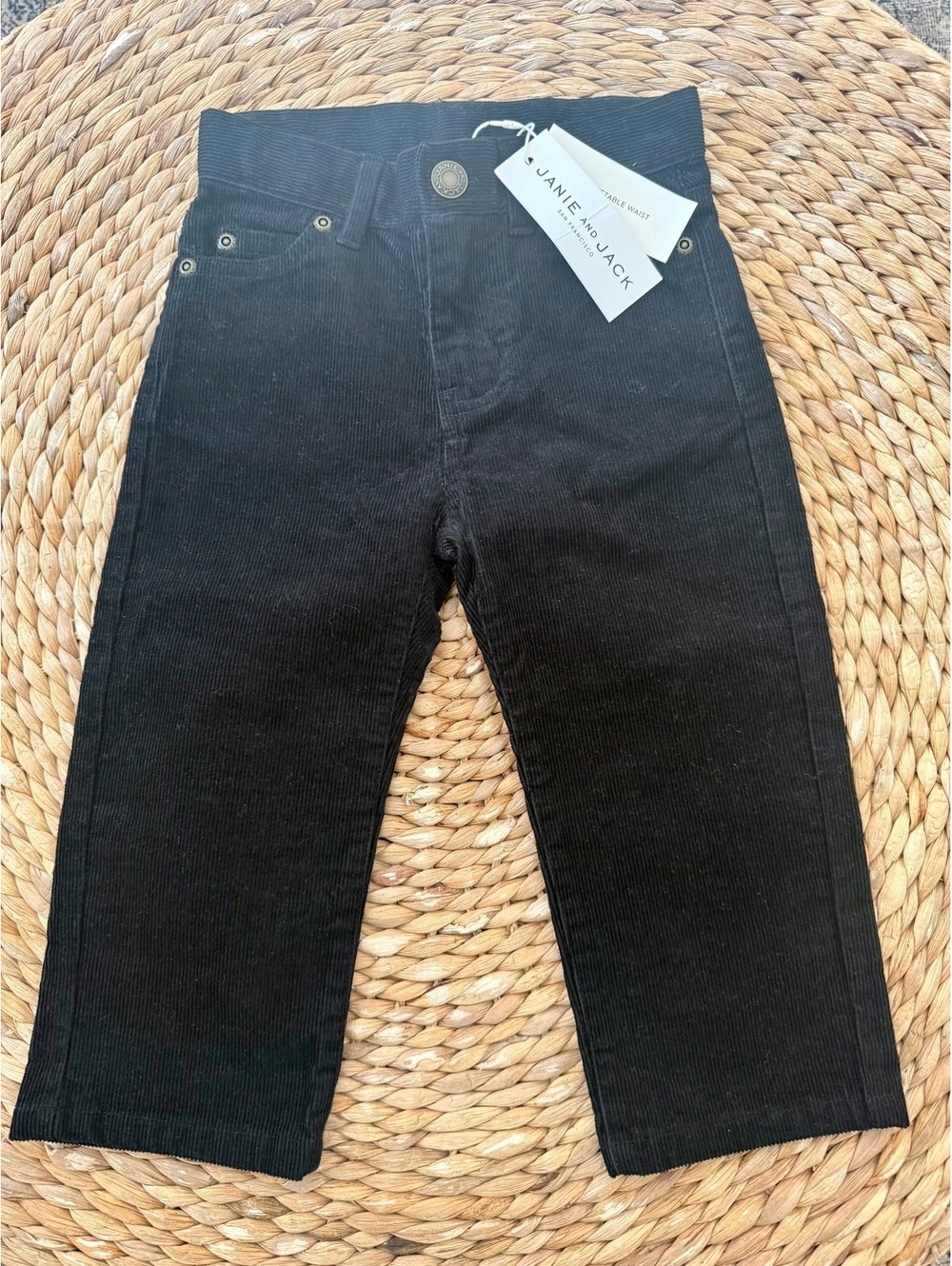 Janie and Jack Black Corduroy Pants Sz 18-24 Months NWT
